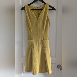 Summer dress with pockets mustard yellow xs